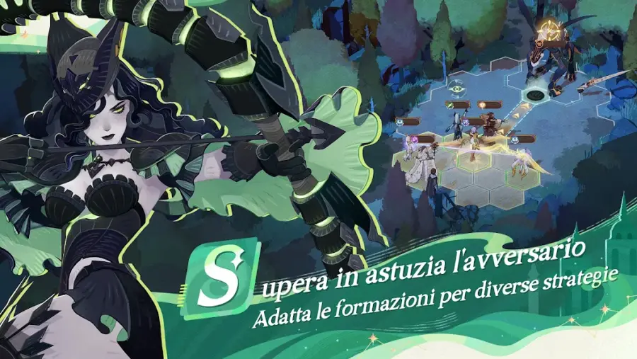 Schermata di AFK Journey con eroi ed effetti abilità durante uno scontro