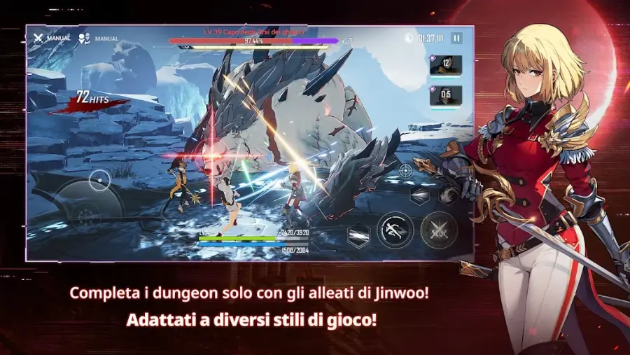 Schermata di selezione cacciatori in Solo Leveling: Arise